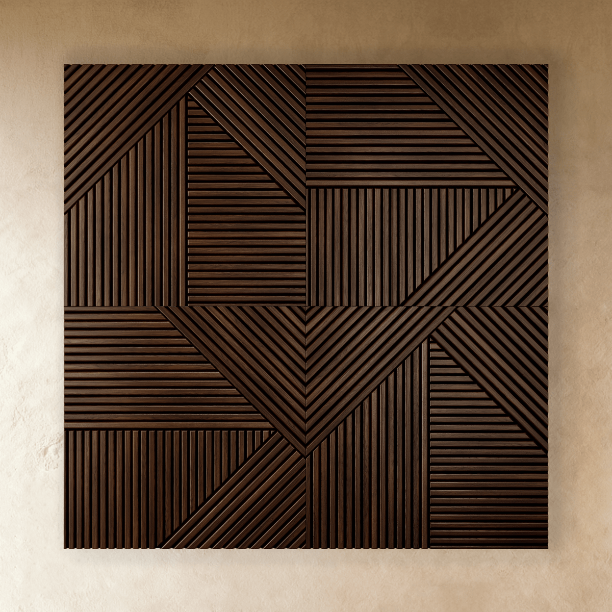 Adira wooden wall panels with geometric design for stylish accent walls | Sansoti