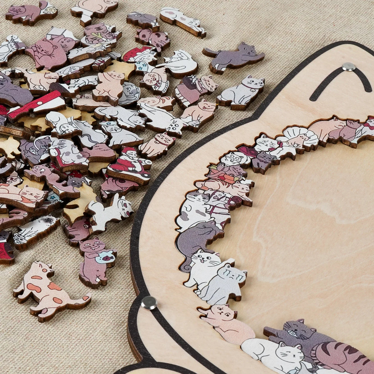 Houten Legpuzzel 135 Stukjes Kat Silhouet Mindfulness Ontspanning Decoratief Puzzel Cadeau Dier Vorm | Sansoti