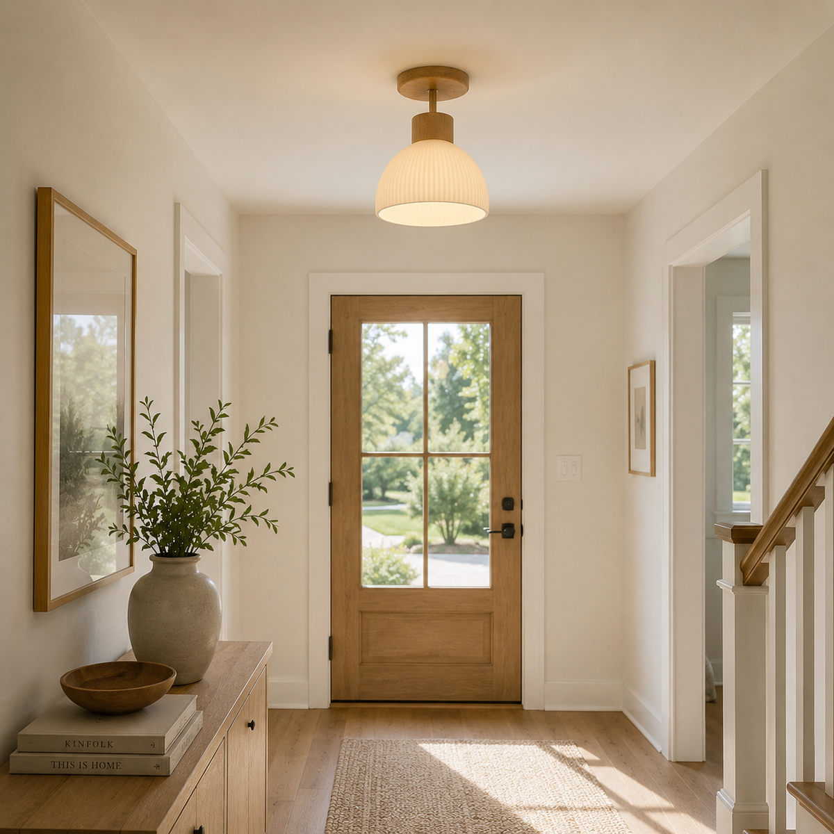 Deckenleuchte aus Holz in Glockenform, Ø18 cm, warmweißes LED-Licht 3000 K, skandinavisches Design für Wohnzimmer, Esszimmer und Schlafzimmer | Sansoti