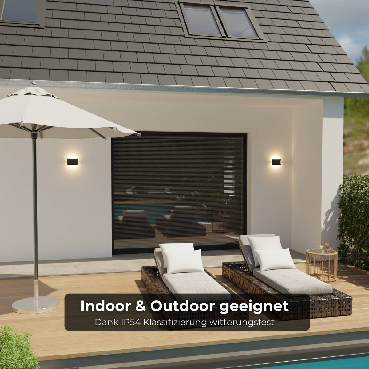 Elegant LED wall lamp with warm indirect light for indoor and sheltered outdoor areas | Sansoti