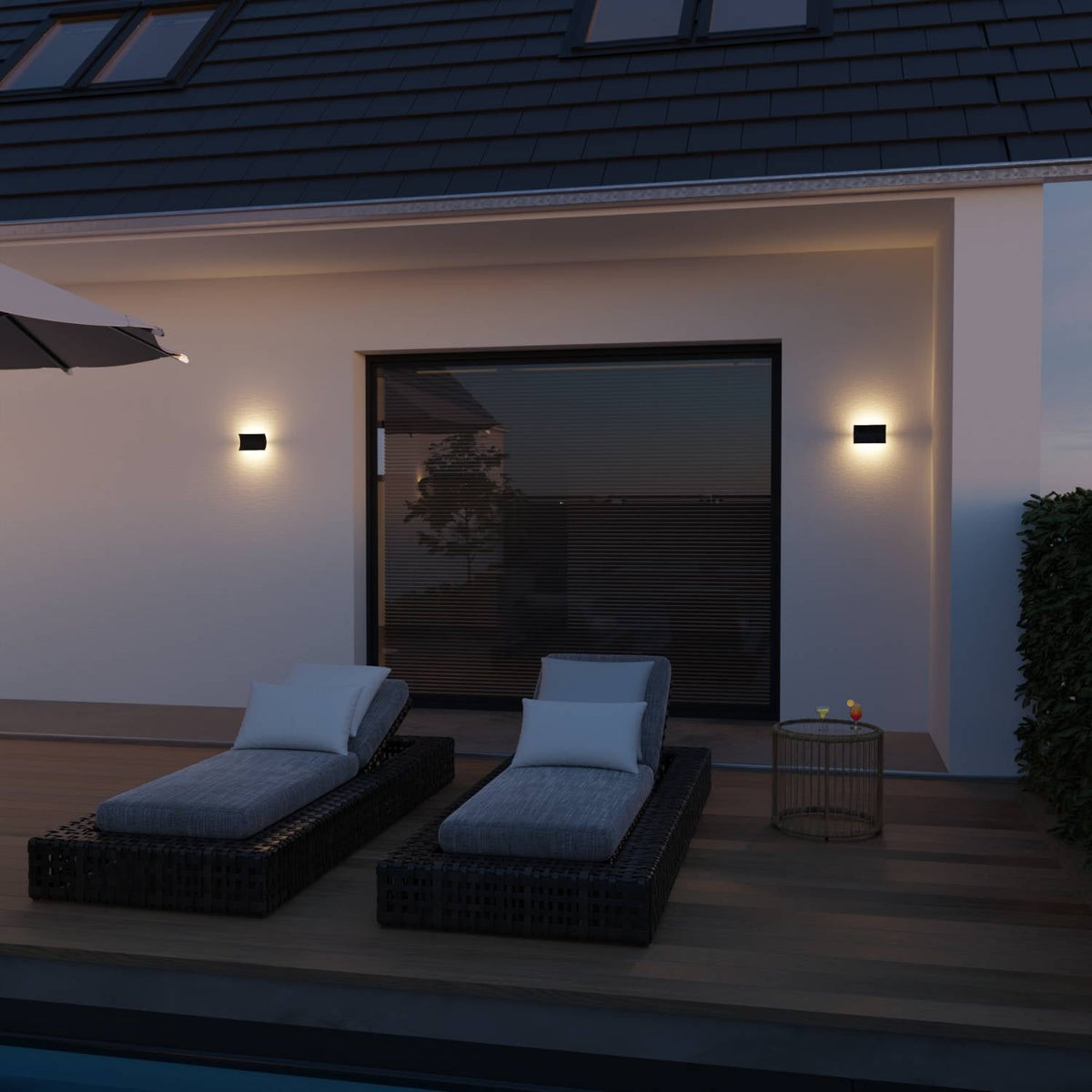 Elegant LED wall lamp with warm indirect light for indoor and sheltered outdoor areas | Sansoti