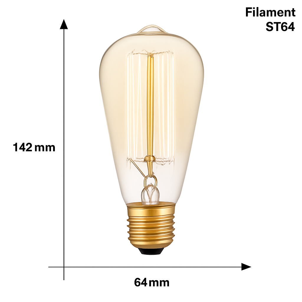 Lampe Edison E27 40W Filament Chaud Salon Chambre Vintage Ampoule à Filament Rétro Décoratif Intérieur Industriel | Sansoti