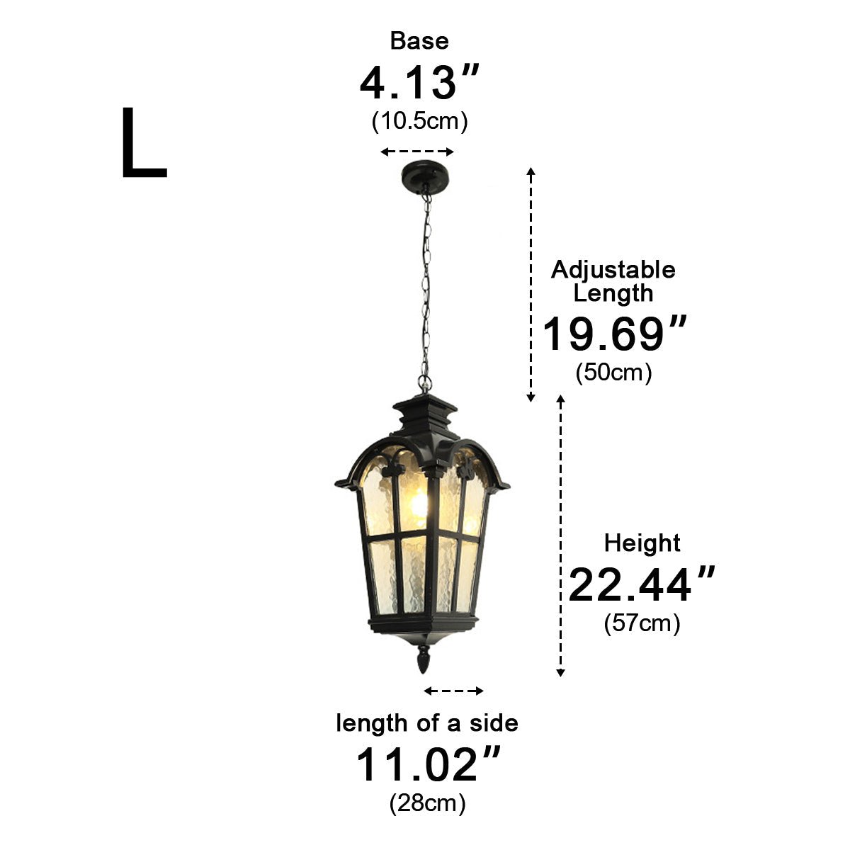 Hängelampe für den Garten, schwarze Laterne, LED, wasserdicht, Aluminium, IP56, verstellbar, für Terrasse, Veranda und Pergola im Außenbereich | Sansoti