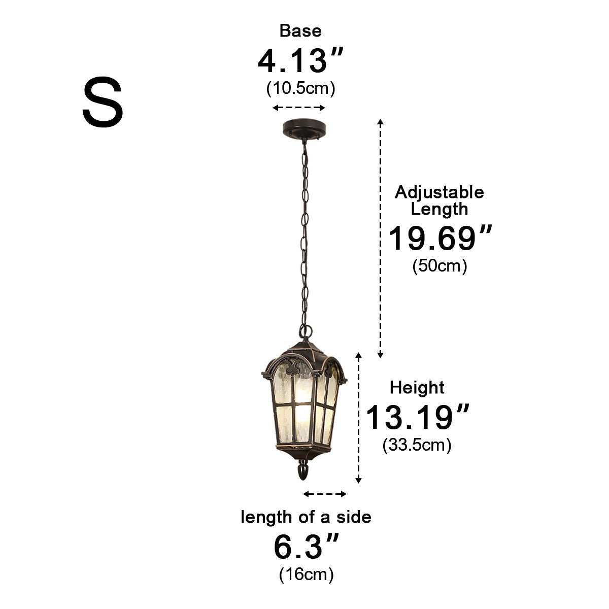 Hängelampe für den Garten, schwarze Laterne, LED, wasserdicht, Aluminium, IP56, verstellbar, für Terrasse, Veranda und Pergola im Außenbereich | Sansoti
