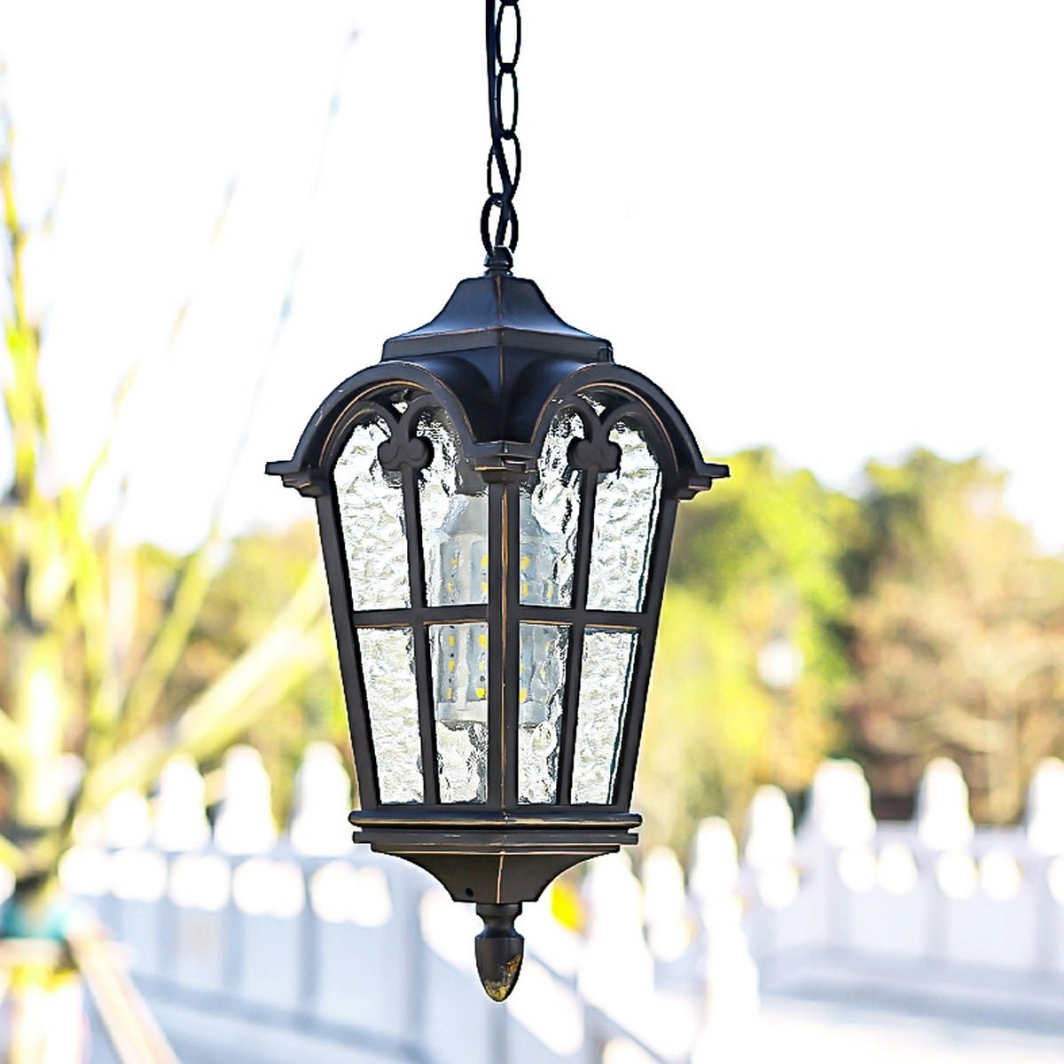 Hängelampe für den Garten, schwarze Laterne, LED, wasserdicht, Aluminium, IP56, verstellbar, für Terrasse, Veranda und Pergola im Außenbereich | Sansoti