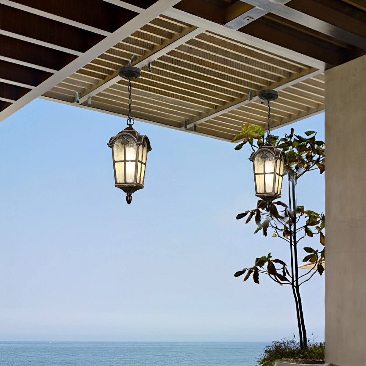 Hängelampe für den Garten, schwarze Laterne, LED, wasserdicht, Aluminium, IP56, verstellbar, für Terrasse, Veranda und Pergola im Außenbereich | Sansoti