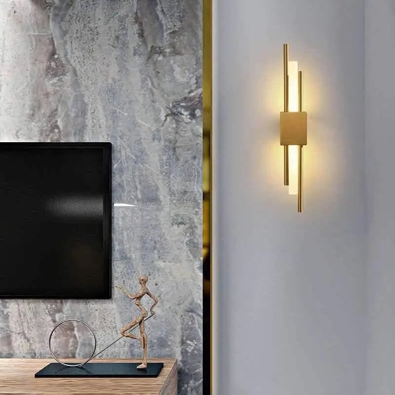Applique murale design or aluminium LED G4 15W moderne salon chambre hall luxe | Sansoti