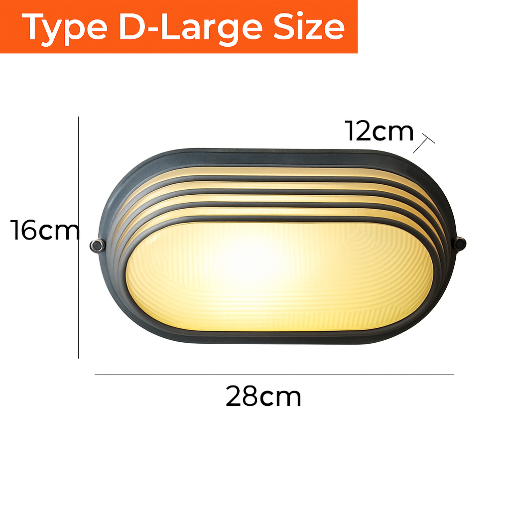 Lámpara de pared exterior de aluminio plateado IP65 E27 12W para jardín y porche, industrial, vintage, con vidrio mate, impermeable, para balcón y fachada | Sansoti