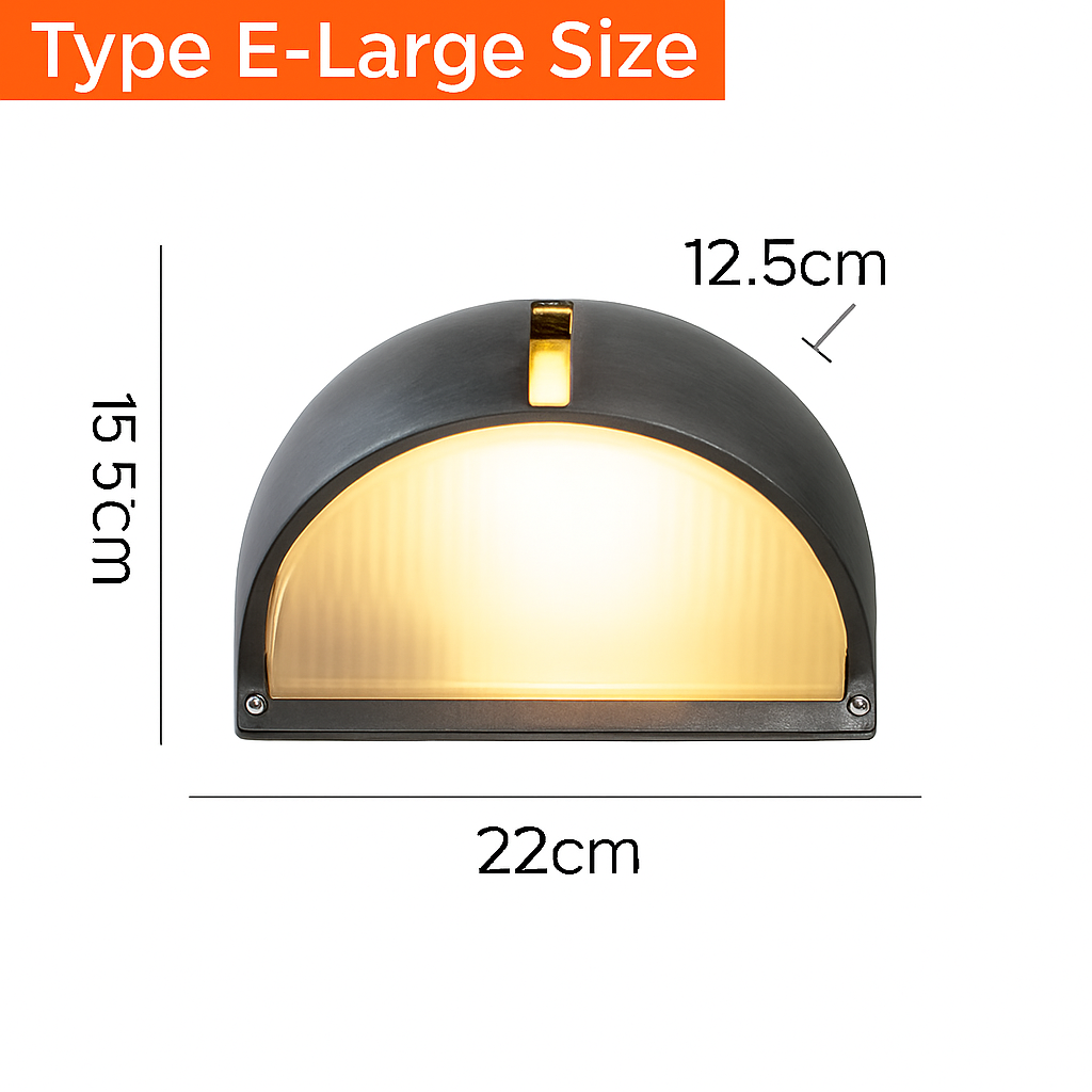 Lámpara de pared exterior de aluminio plateado IP65 E27 12W para jardín y porche, industrial, vintage, con vidrio mate, impermeable, para balcón y fachada | Sansoti