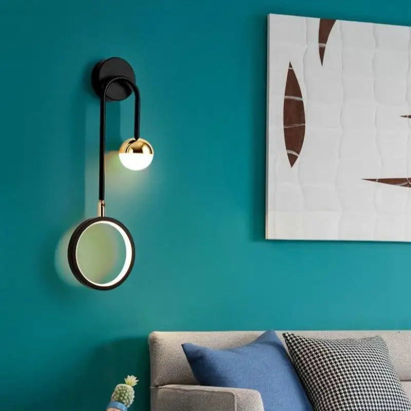 Aplique de pared escandinavo de aluminio negro, 48cm, LED regulable, diseño moderno | Sansoti
