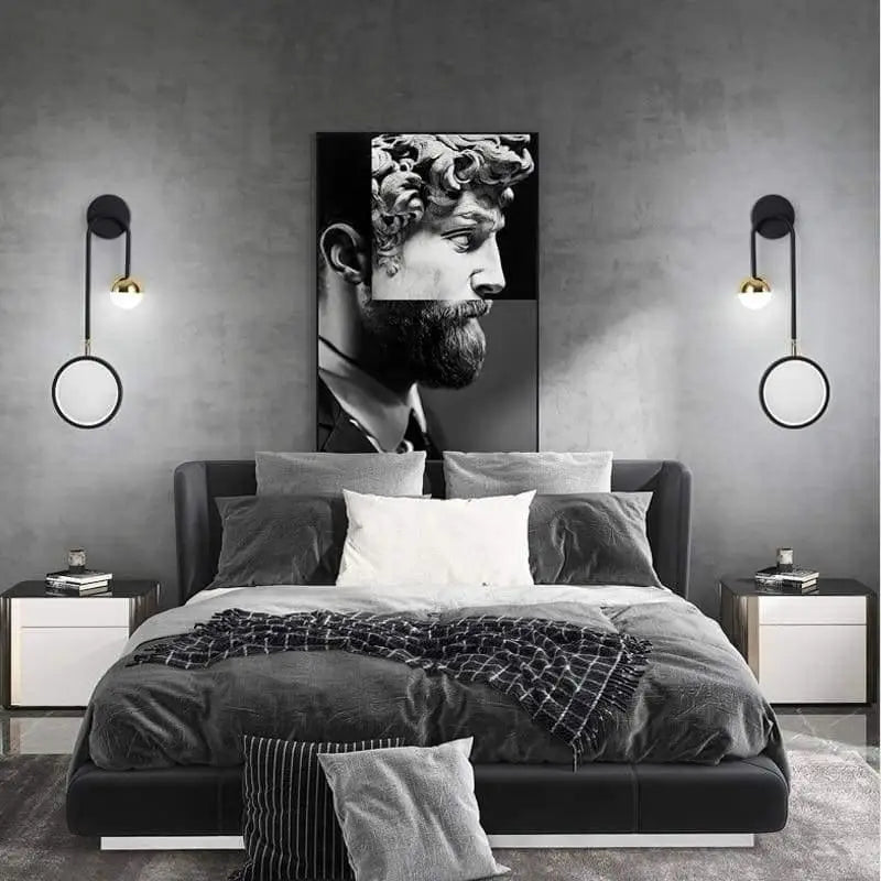 Aplique de pared escandinavo de aluminio negro, 48cm, LED regulable, diseño moderno | Sansoti