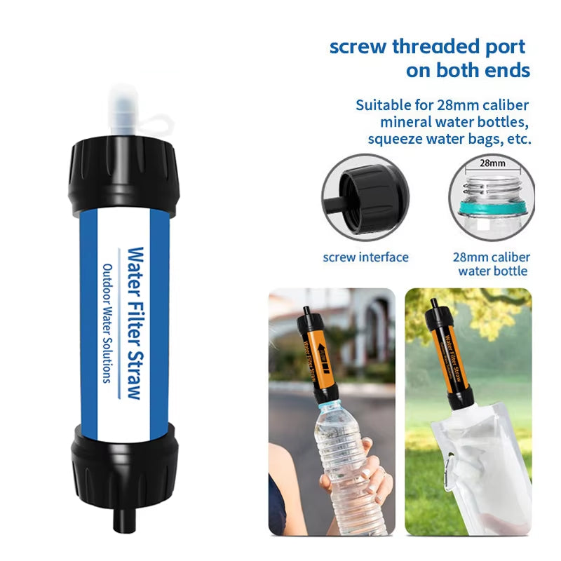 Filtre à eau portable avec paille, capacité de 4000L, pour activités extérieures, camping, randonnée, situations d'urgence, ultrafiltration, survie | Sansoti