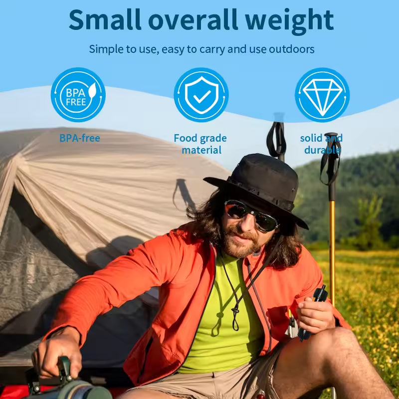 Filtre à eau portable avec paille, capacité de 4000L, pour activités extérieures, camping, randonnée, situations d'urgence, ultrafiltration, survie | Sansoti