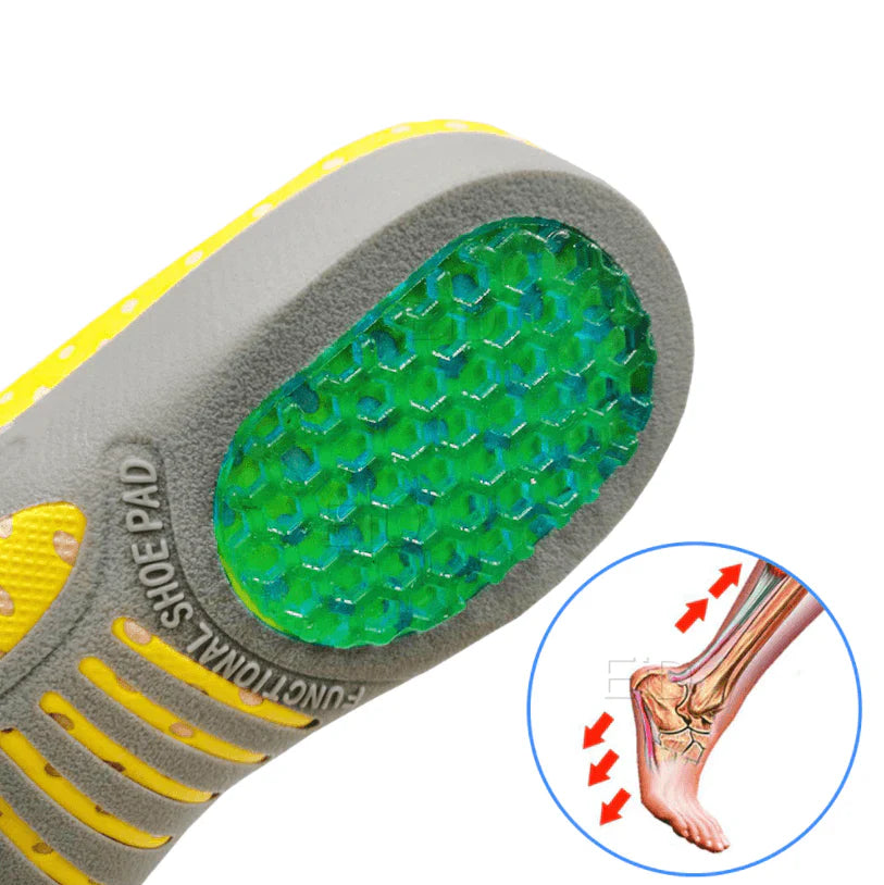 Work Shoe Insoles for Standing for Long Periods EVA Foam with Gel Layer Arch Support U-Shaped Heel Support Sizes 35 to 45 | Sansoti