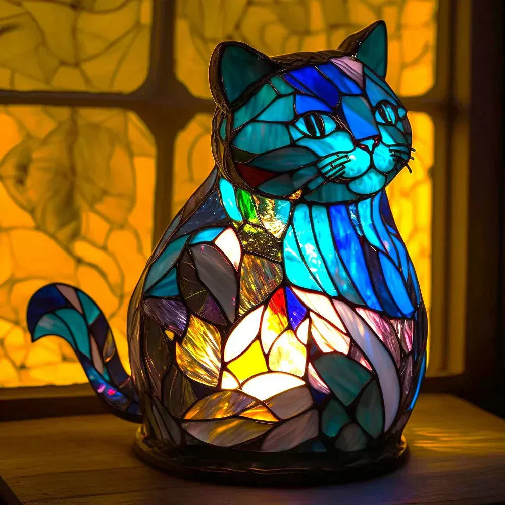 Buntes Buntglas-Tiermotivlicht 30cm Tischbeleuchtung Dekorativ Wohnzimmer Schlafzimmer Nachtlicht | Sansoti