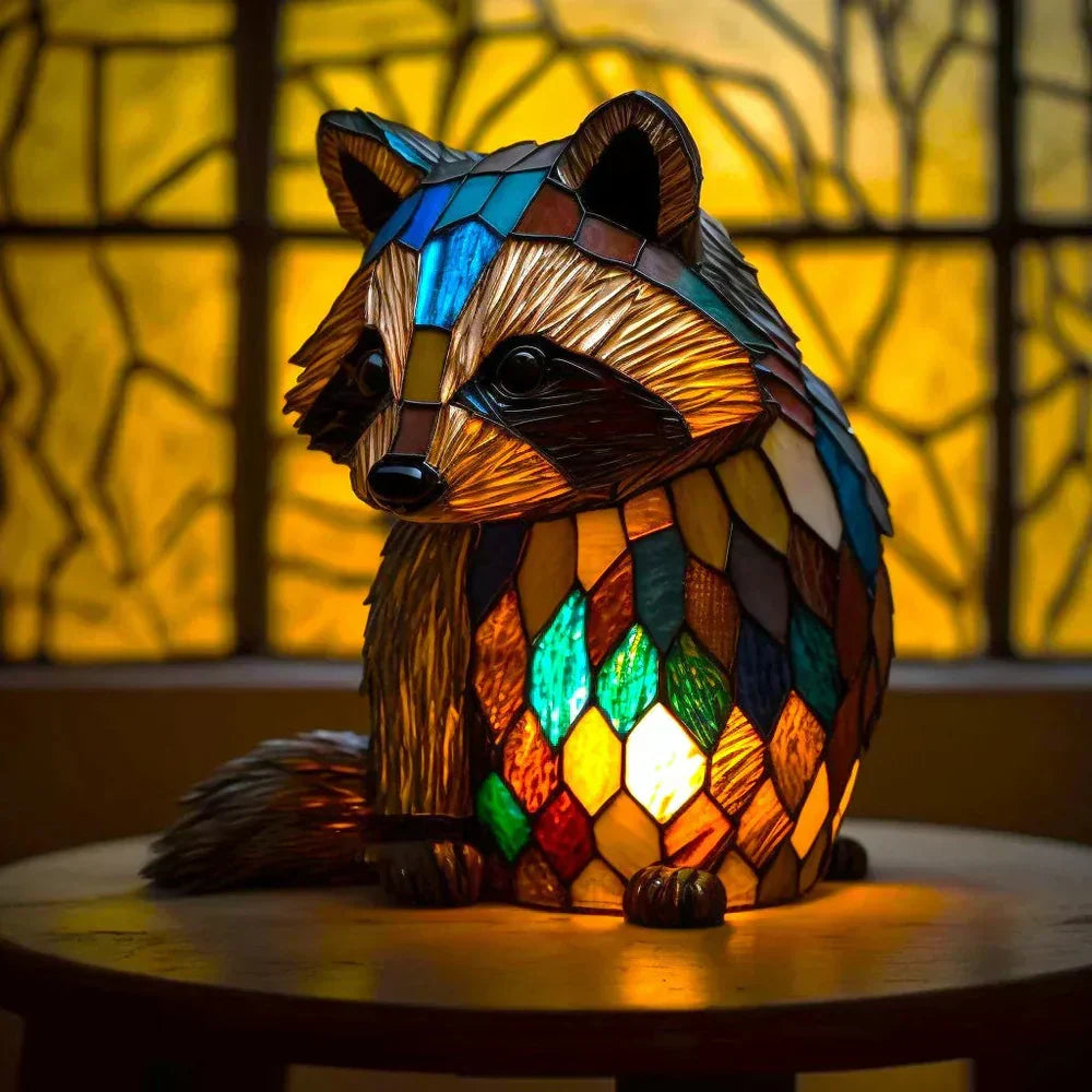 Buntes Buntglas-Tiermotivlicht 30cm Tischbeleuchtung Dekorativ Wohnzimmer Schlafzimmer Nachtlicht | Sansoti