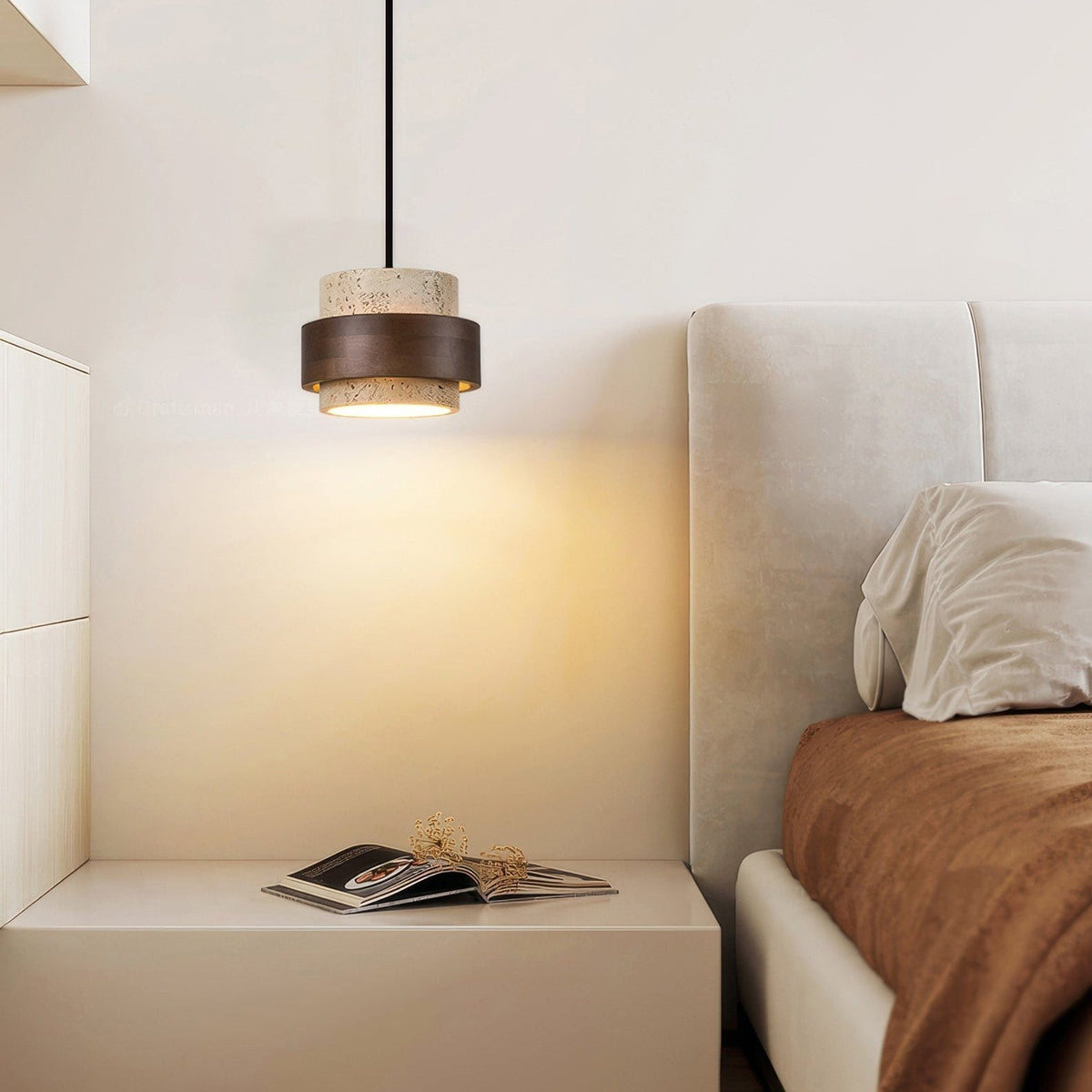 Hängeleuchte Naturstein Holz Wabi-Sabi-Stil Verstellbar Esszimmer Bar Küche Beleuchtung 1 2 3 4 Spots LED | Sansoti