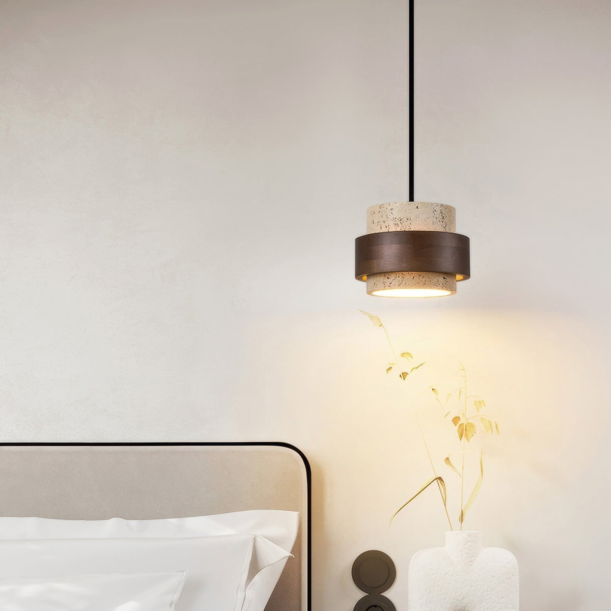 Hängeleuchte Naturstein Holz Wabi-Sabi-Stil Verstellbar Esszimmer Bar Küche Beleuchtung 1 2 3 4 Spots LED | Sansoti