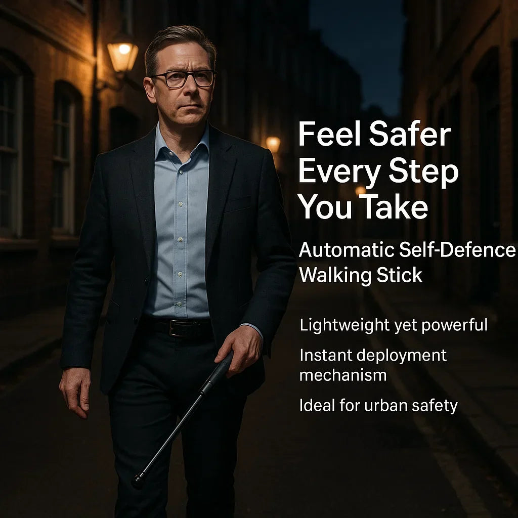 Automatic Self-Defense Walking Stick for Walking and Urban Safety – Telescopic Design with Anti-Slip Grip | Sansoti