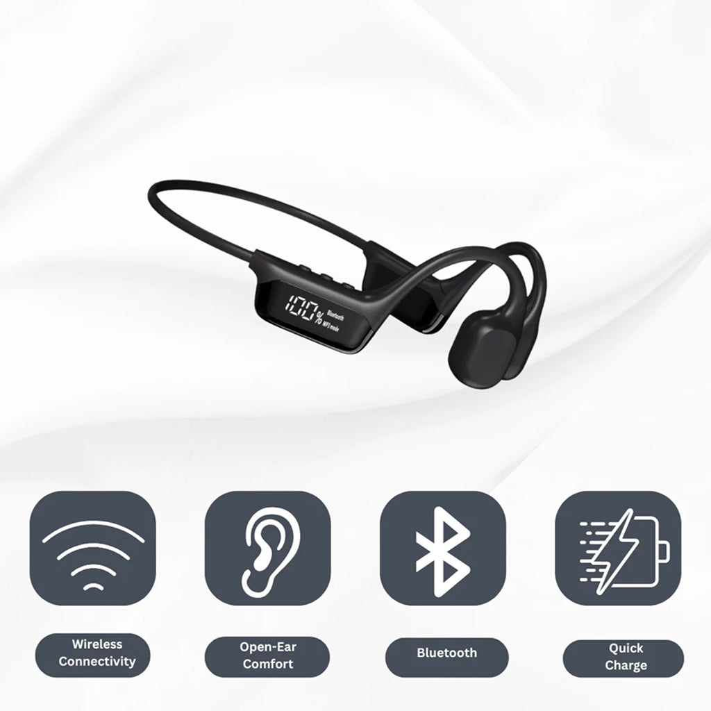 Wireless Bone-Conduction Headphones, Open-Ear Design, IPX5 Water-Resistant, Titanium Frame, Sports and Running | Sansoti