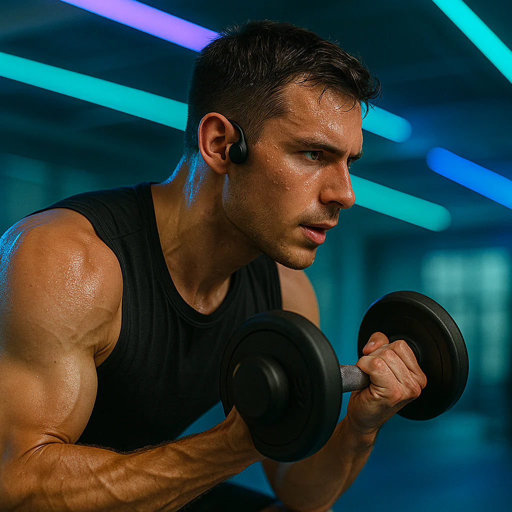 Wireless Bone-Conduction Headphones, Open-Ear Design, IPX5 Water-Resistant, Titanium Frame, Sports and Running | Sansoti