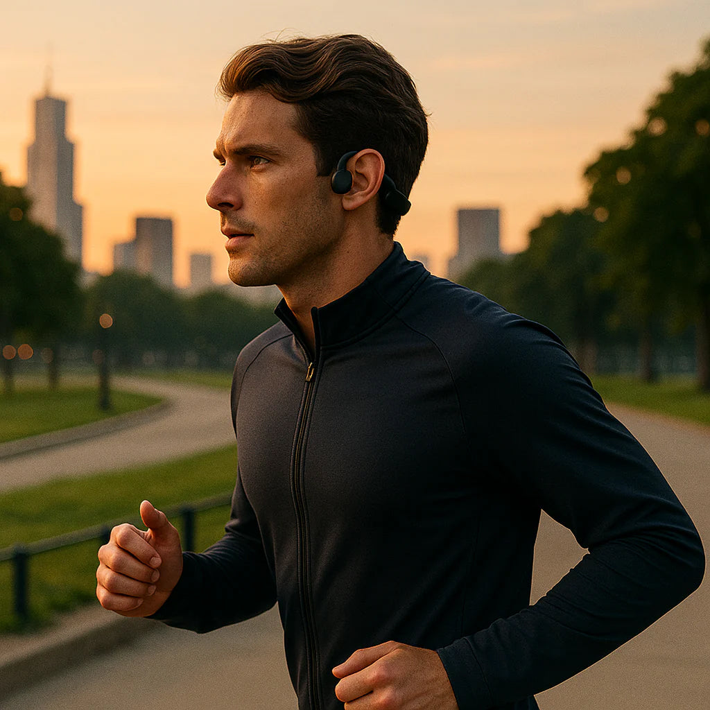 Wireless Bone-Conduction Headphones, Open-Ear Design, IPX5 Water-Resistant, Titanium Frame, Sports and Running | Sansoti