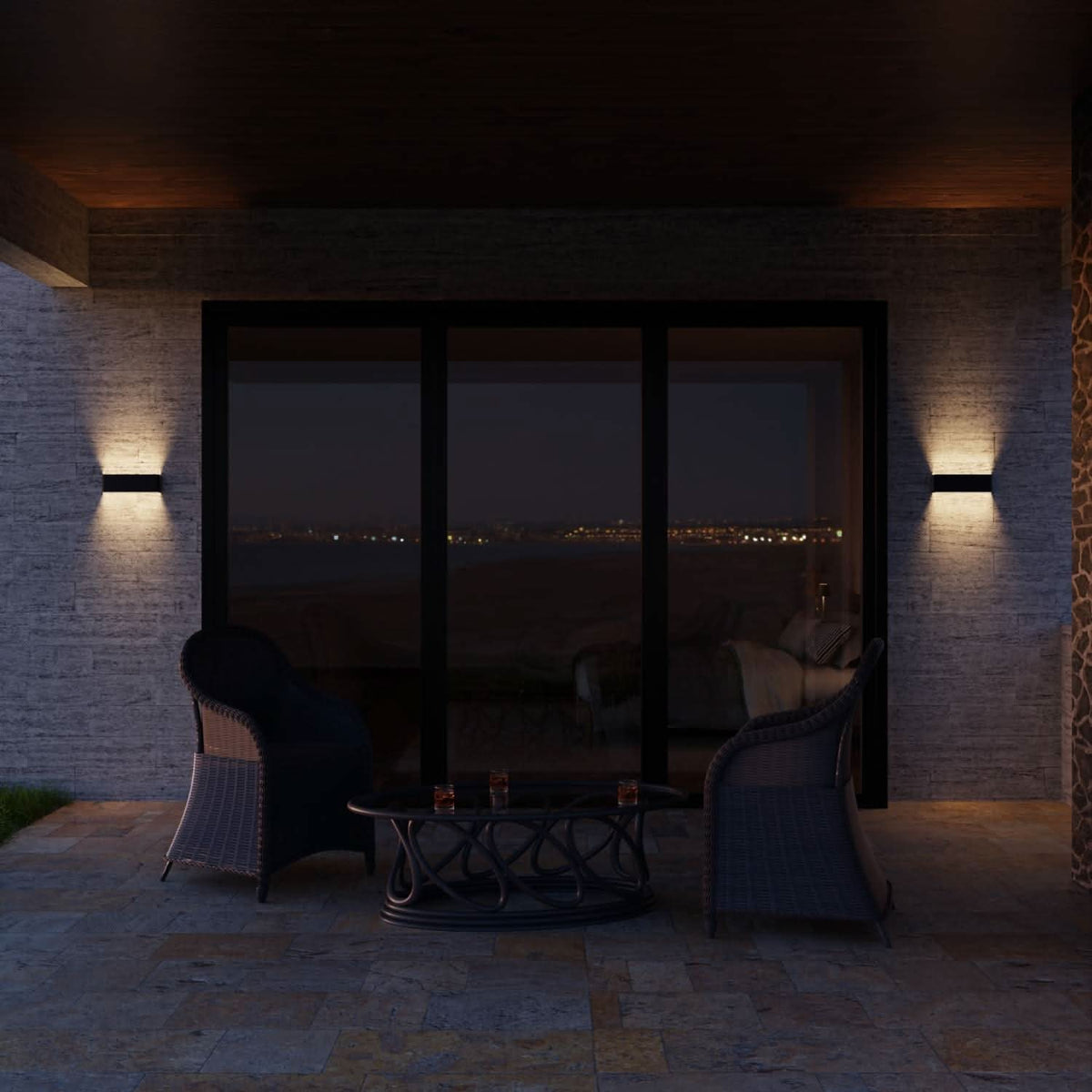 Minimalist LED wall lamp for outdoor and indoor use with up-down lighting | Sansoti