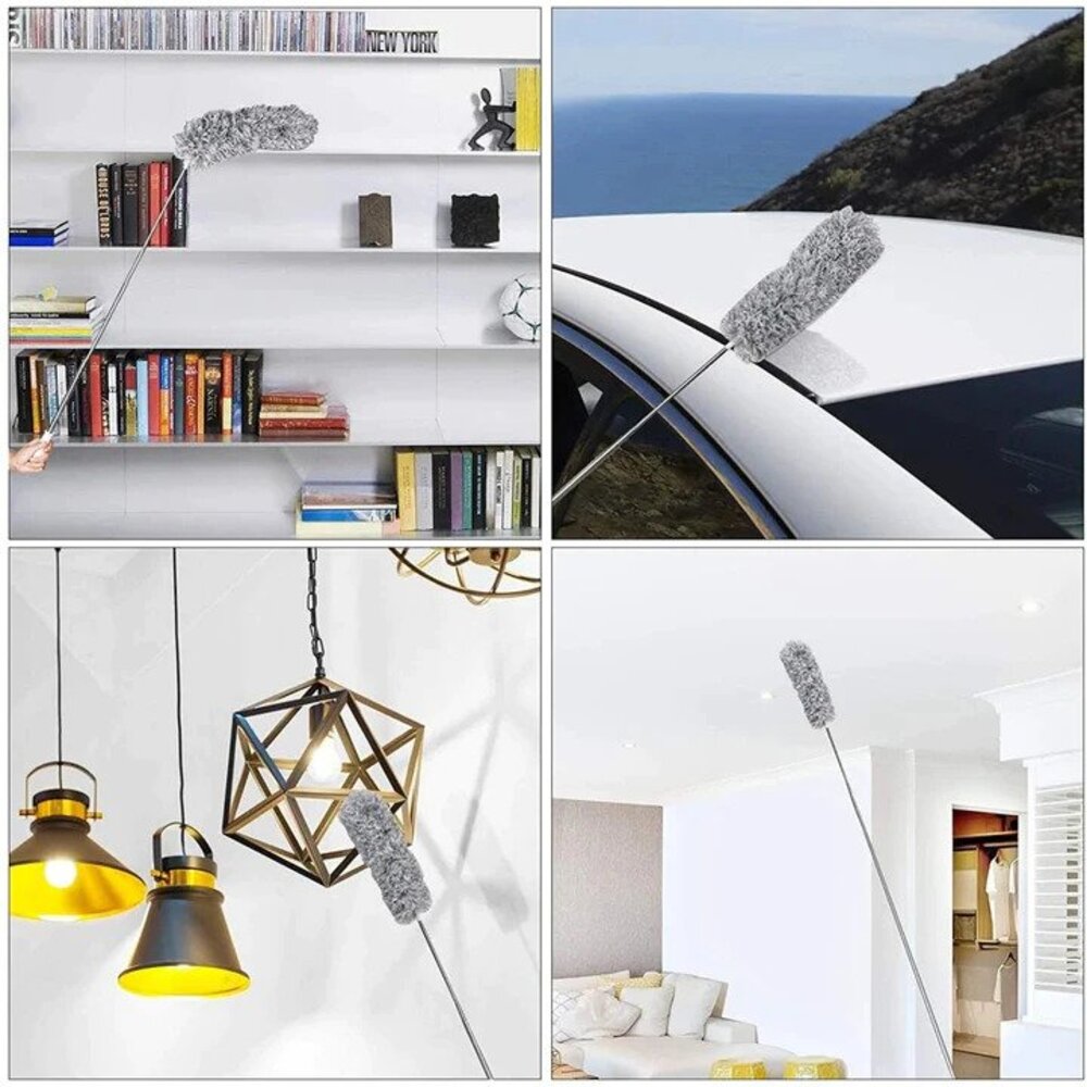 Telescopic Duster Extendable 86-280 cm Microfiber Ceiling High Places Dust Remover Duster Rod Long Cleaning Tool Floor to Ceiling | Sansoti
