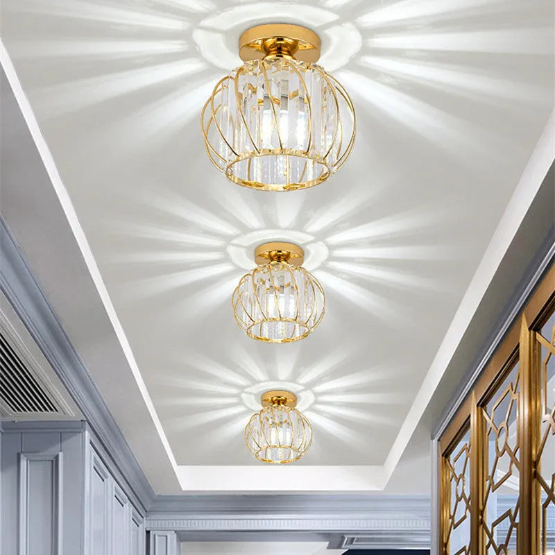 Kristallen Plafondlamp Metaal Goud Zwart E27 Entree Slaapkamer Gang Woonkamer Eetkamer Hal Luxe Interieur | Sansoti