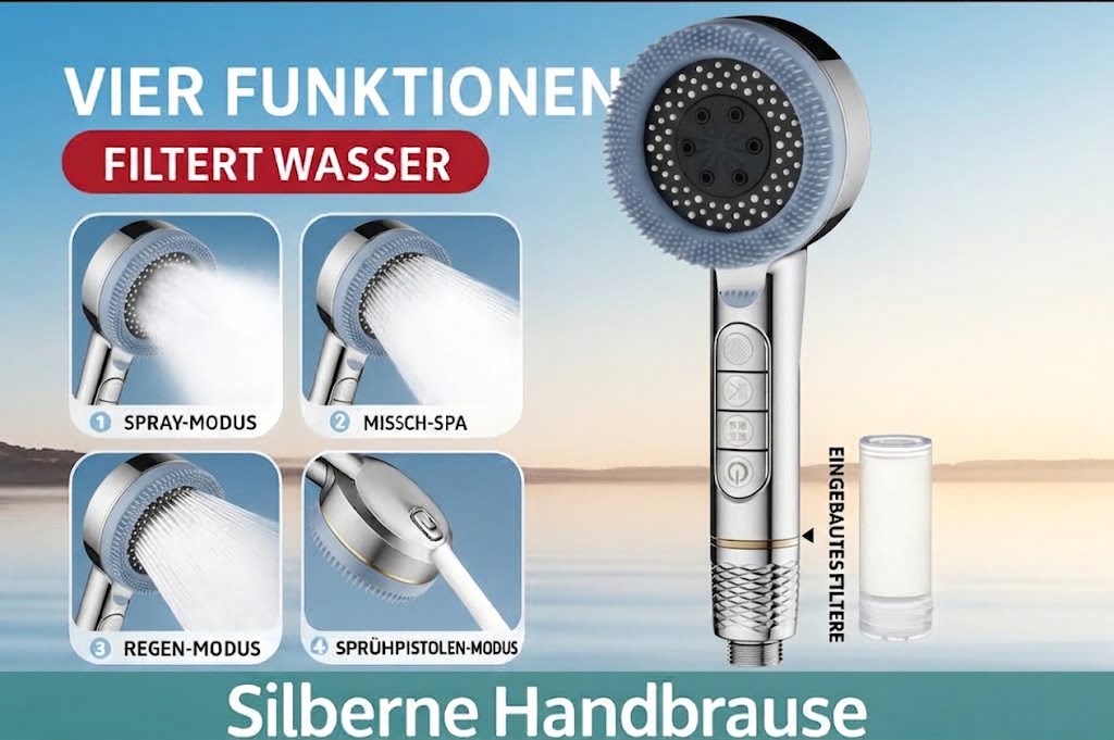 Handbrause Hoogdruk Douchesproeier 5 Straalmodi Zwart Zilver Verstelbare Houder met Slang voor Badkamer Wellness | Sansoti