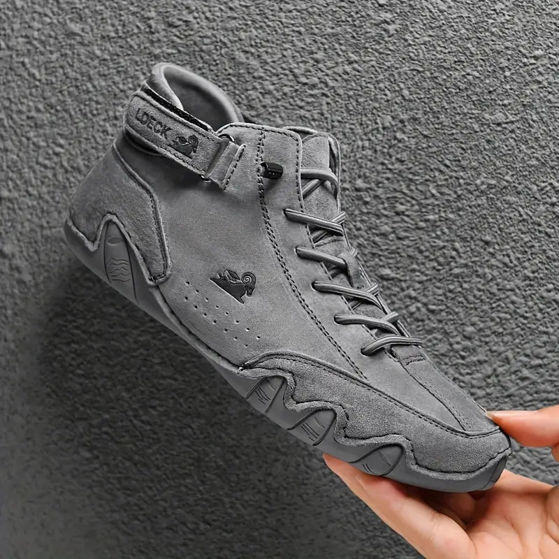 Waterproof Men's Boot Shoes with High Shaft and Elastic Closure Faux Leather Rugged Streetwear | Sansoti