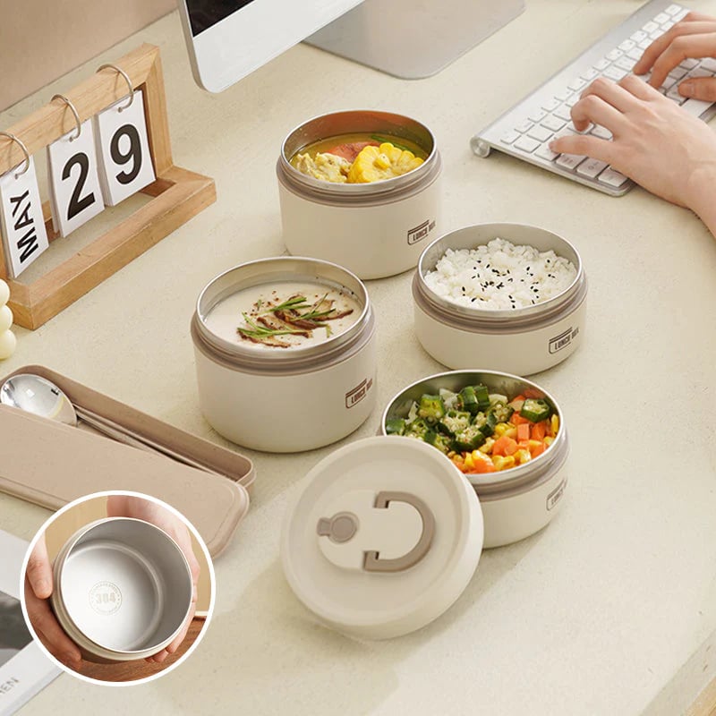 Boîte à lunch isolée avec technologie sous vide – Garde les aliments chauds jusqu’à 4 heures – Design inox étanche – Idéal pour école et travail | Sansoti