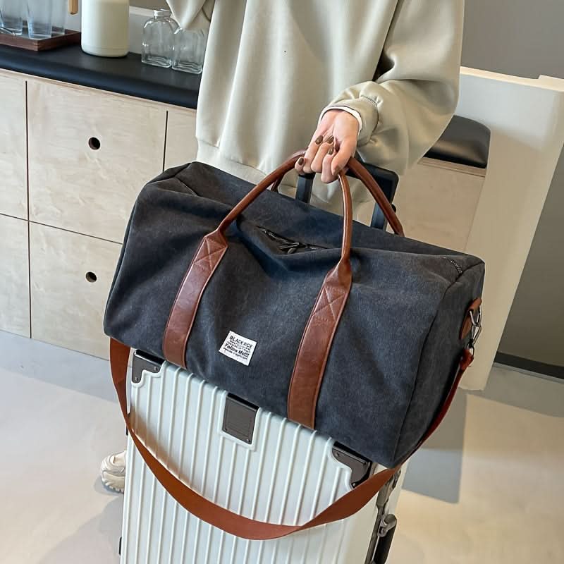 Vintage Weekendtas Canvas met Ruime Vakken voor Reizen Gym Sport Casual Retro Stijl Duffeltas Schoudertas | Sansoti