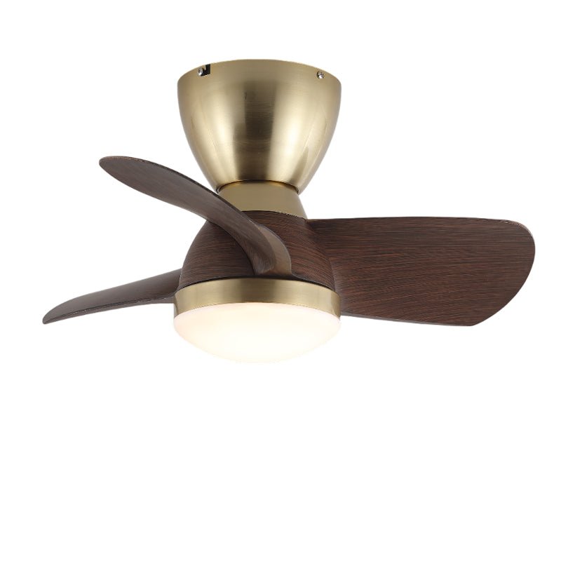 Deckenventilator mit Beleuchtung Elora in Messing und Holz — Minimalistischer Ventilator mit LED-Fernbedienung | Sansoti