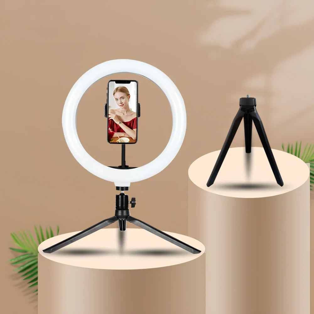 LED Ringlicht met Klem Modern Dimbaar Bureaulamp met 360° Draaibaar – Perfect voor Video-Calls Make-up Fotografie | Sansoti