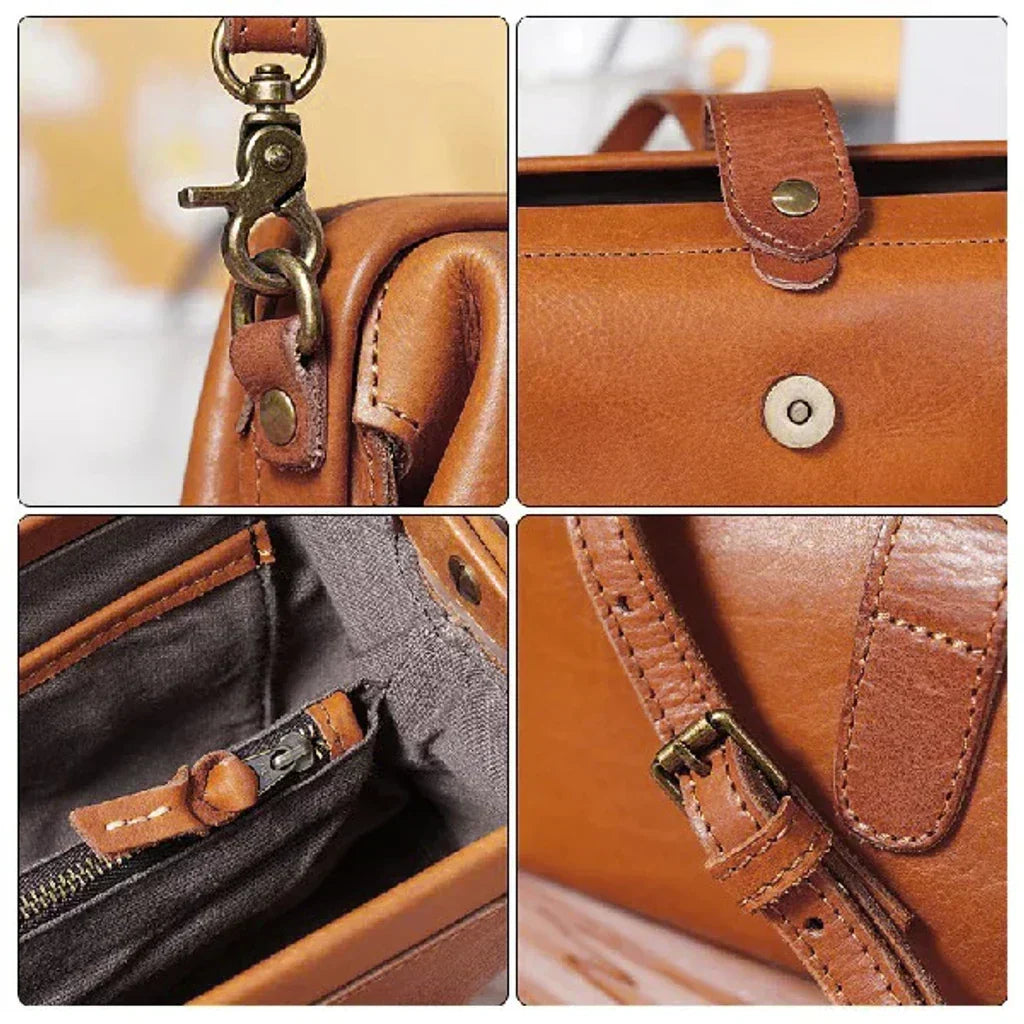 Handmade Retro Leather Shoulder Bag, Vintage Crossbody Women's Handbag, Bohemian Style Carryall, Everyday | Sansoti
