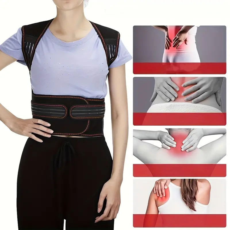Magnetic Back Brace with Infrared Therapy for Lumbar Support, Posture, and Back Pain Relief | Sansoti
