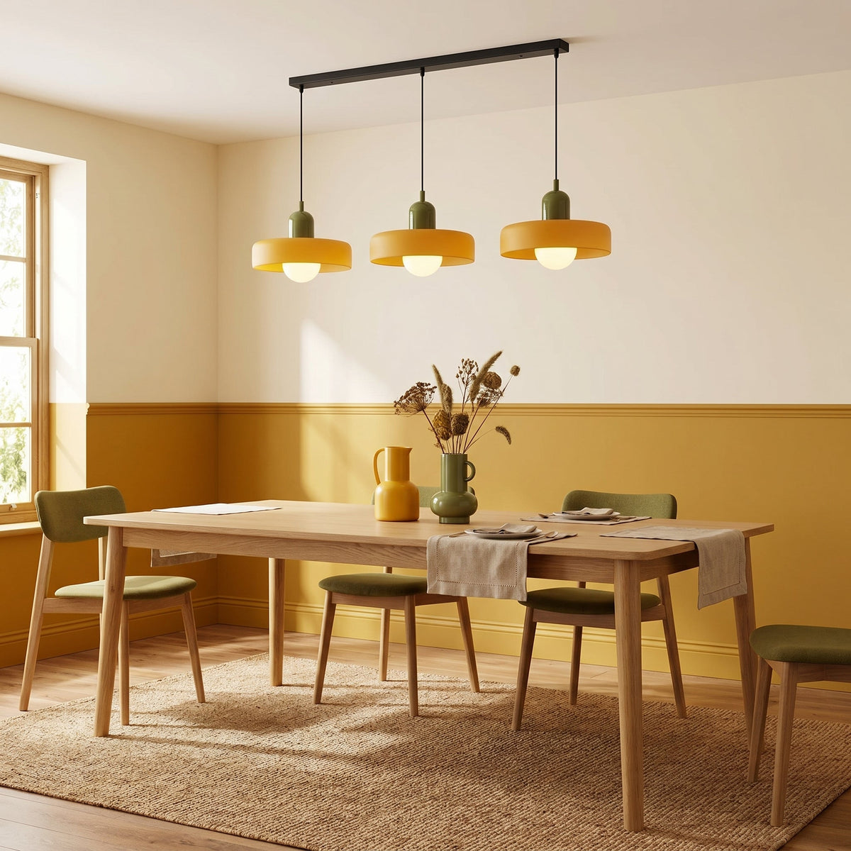 Hanglamp 3-Lichts Gekleurd Glas Bauhaus Design Eetkamer Verstelbaar Warm Wit Modern Kunstzinnig Interieur | Sansoti