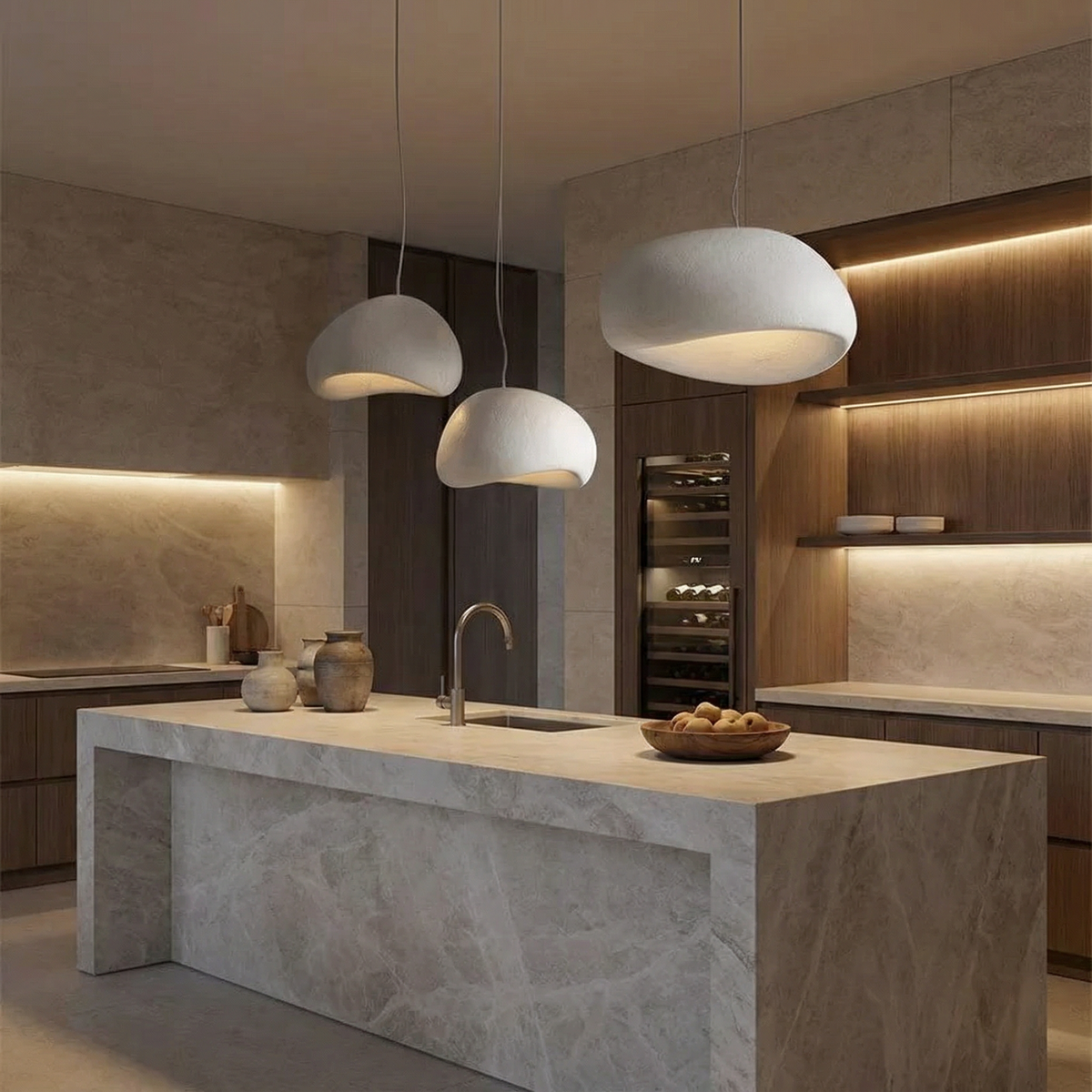 Minimalist Pendant Lamp with Stone Texture – Modern Lighting in Scandinavian Style | Sansoti