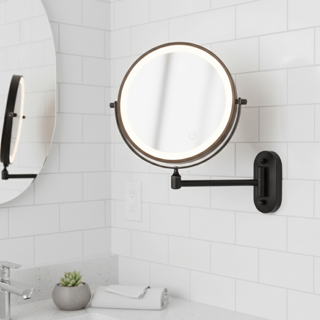 Illuminated Rechargeable Dimmable 20cm Magnifying Makeup Mirror, Bathroom Vanity Mirror | Sansoti