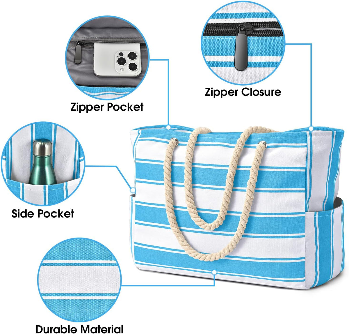 Water-Resistant Oversized Beach Bag with Sand-Repellent Inner Lining – Perfect Summer Bag for Beach, Pool, and Travel | Sansoti