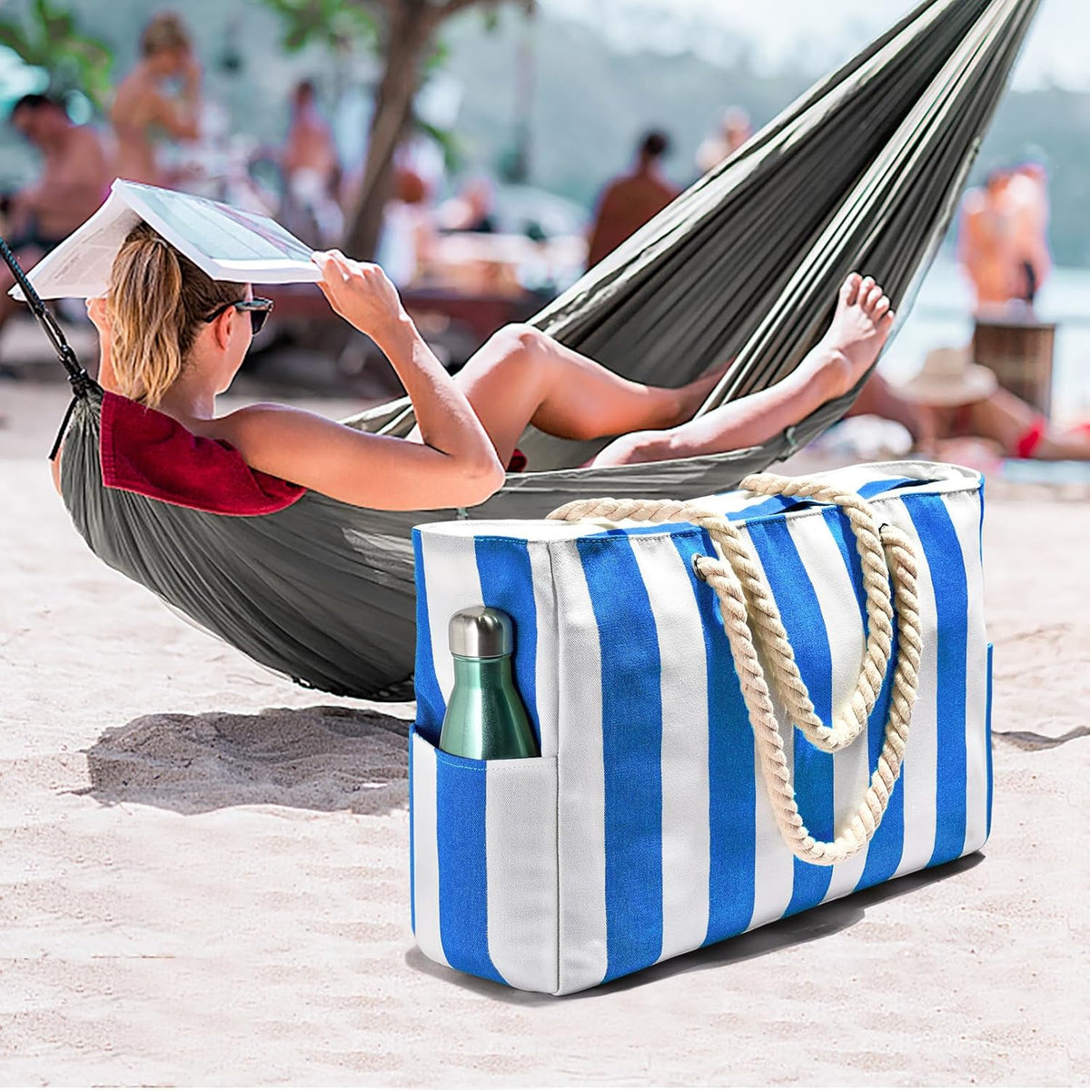 Water-Resistant Oversized Beach Bag with Sand-Repellent Inner Lining – Perfect Summer Bag for Beach, Pool, and Travel | Sansoti