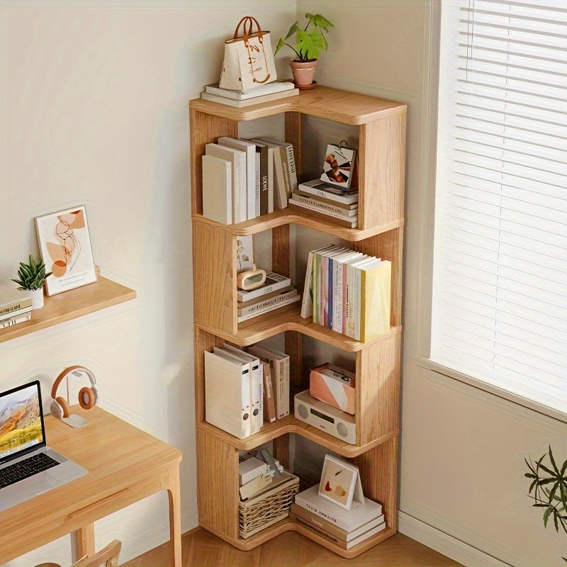 Wooden Corner Shelf Solid Wood – 162 cm Wall Mount Slanted with Rounded Edges for Books and Decoration | Sansoti