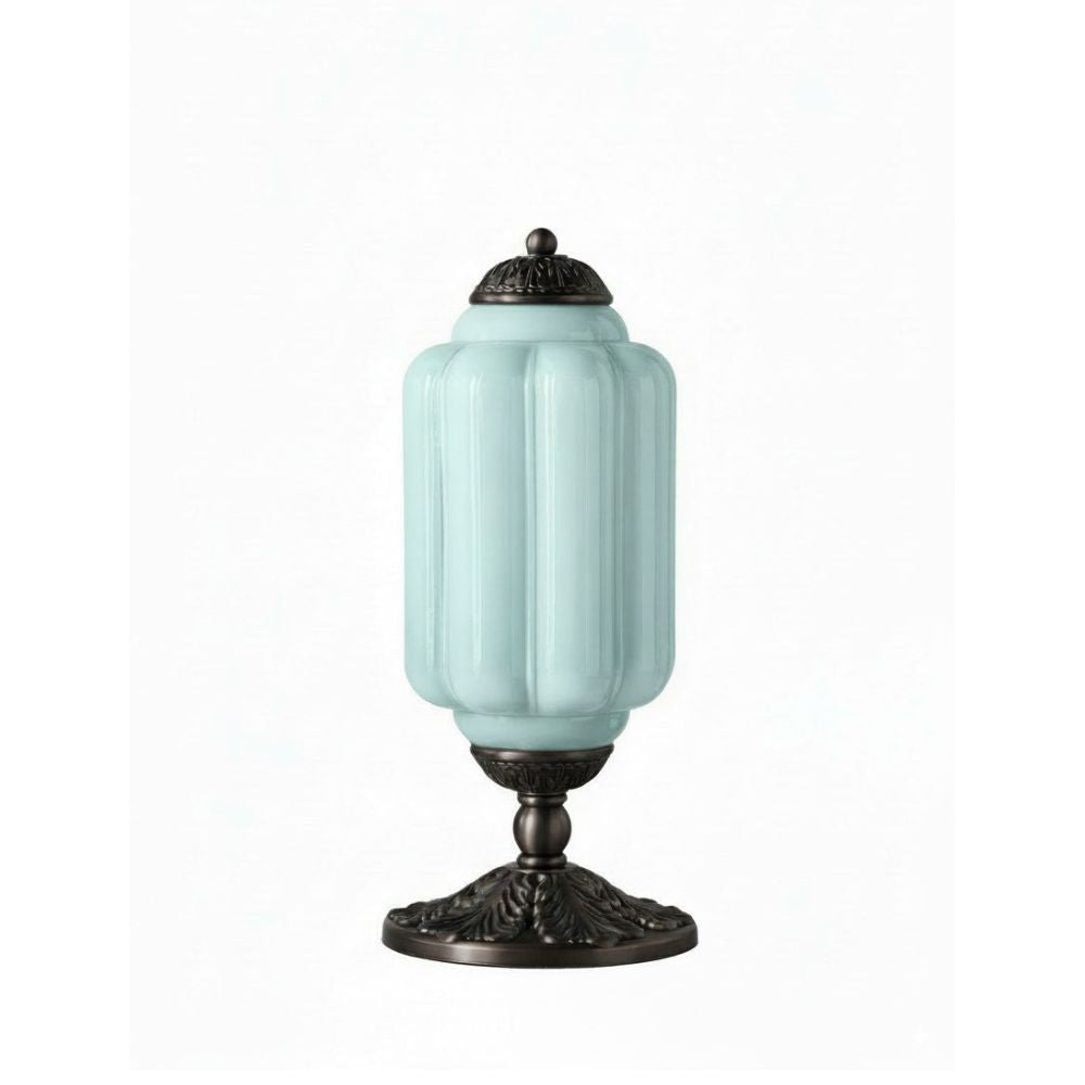 Lampe de table en verre avec design festonné style vintage chambre salon éclairage d’accent noir laiton verre mat | Sansoti