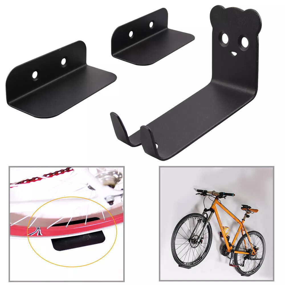 Wall-Mounted Bike Rack Metal Space-Saving Hanging System Horizontal Black for Road Bike MTB Mountain Bike | Sansoti