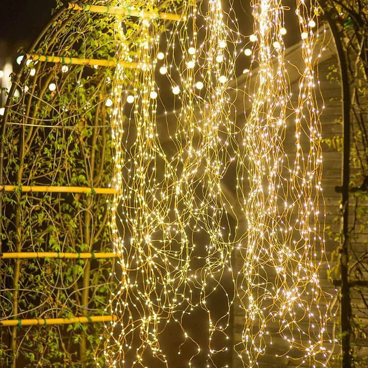 LED-lichtsnoer 500 Lampjes Warmwit Zilverkleurige Draad 50m Kerst Binnen Buiten Feestverlichting Decoratie | Sansoti
