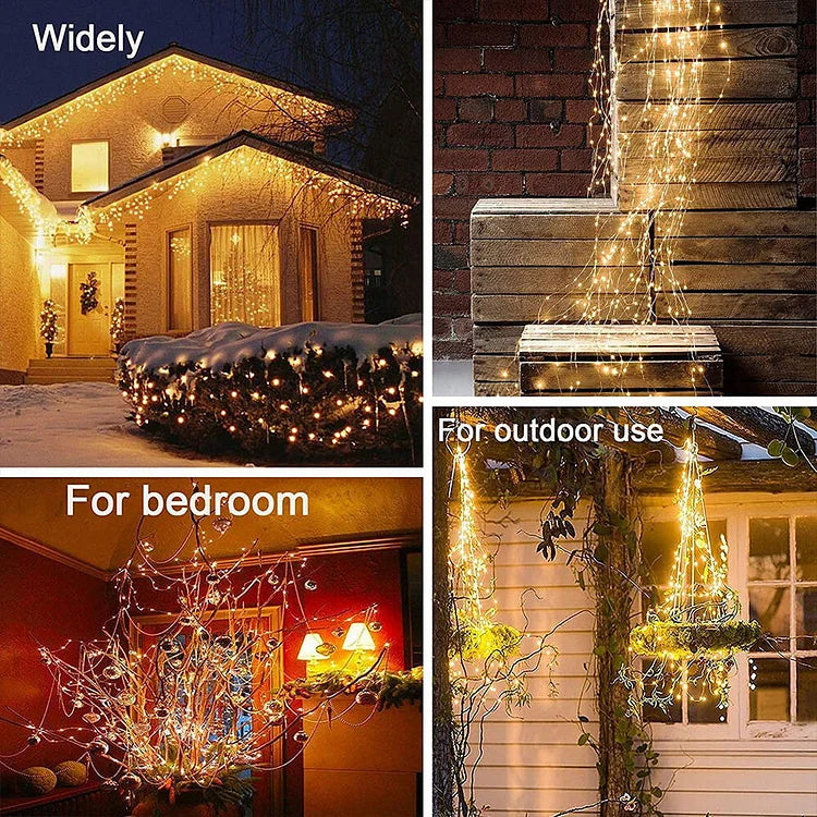 Guirlande lumineuse cascade LED pour sapin de Noël, 600 lumières, télécommande, 8 modes d’éclairage, intérieur et extérieur, éclairage festif | Sansoti
