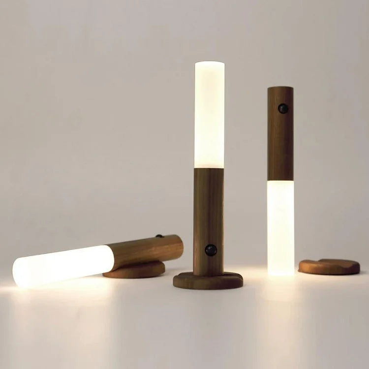 Wooden Night Light with Motion Sensor – Rechargeable LED Night Light for Bedroom, Hallway & Toilet – Warm White Light Wood | Sansoti