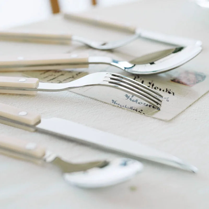 Bestek Set 24-Delig RVS Gekleurd Handvat Bistrostijl 6 Personen Eetkamer Tafel Servies Keuken Diner Couvert | Sansoti