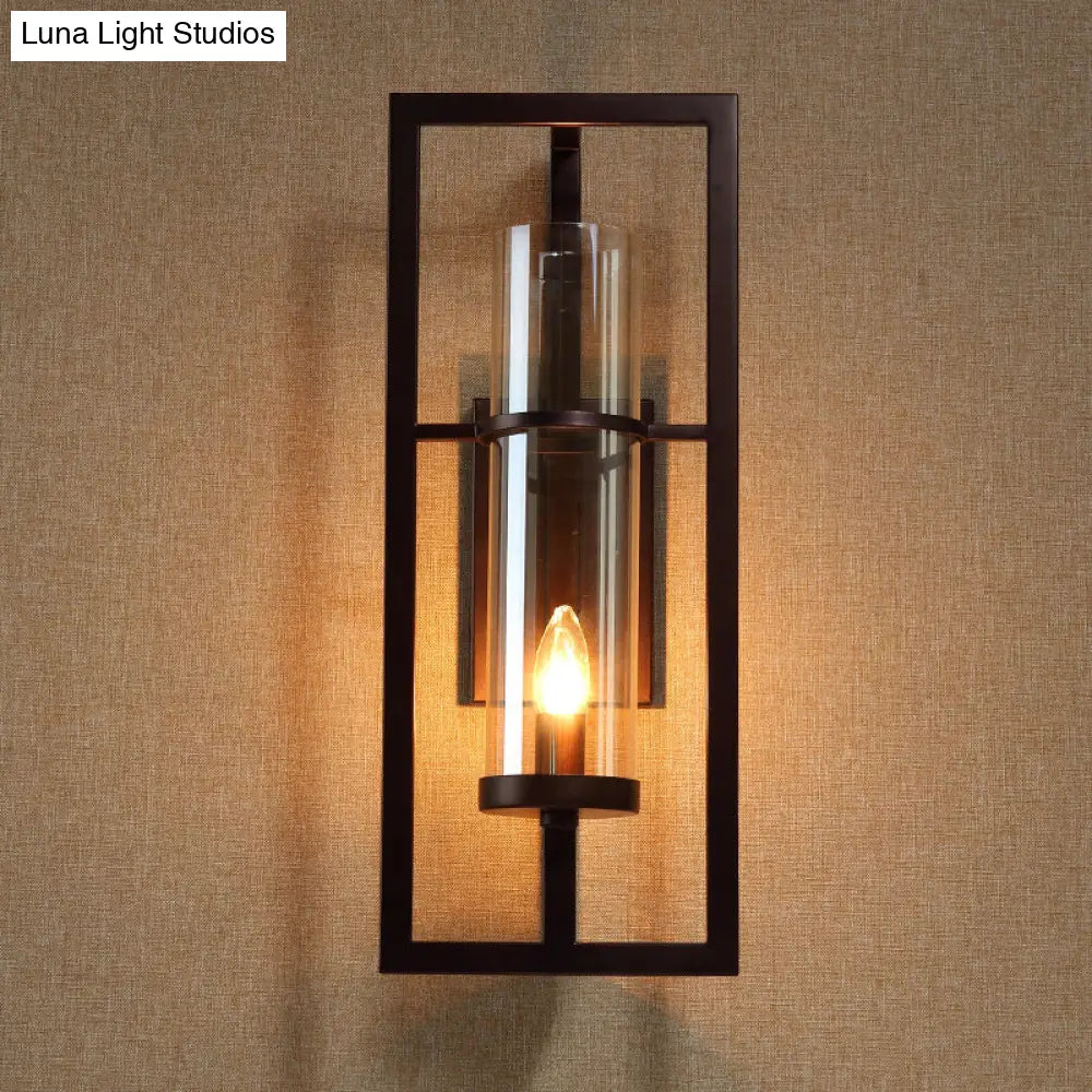 Black Wall Light with Amber Glass 21.5 cm High Classic Design Hallway Living Room Bedroom Country Style Warm Light | Sansoti